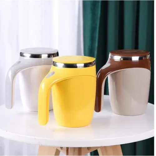 Caneca Térmica Com Tampa 380ml Mexer A Pilha Café Leite Chocolate Frio Quente