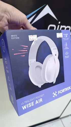 Fone de Ouvido Gamer Sem Fio Headset Fortrek Wise Air Bluetooth ou COm fio Branco -Coimbra