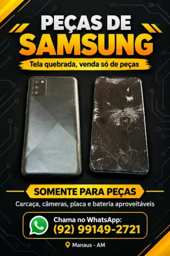 Celular Samsung para retirada de peças, tela quebrada, Manaus-AM