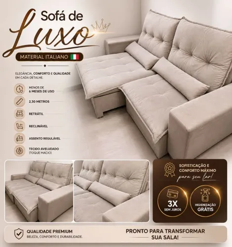 Sofá de luxo material Italiano