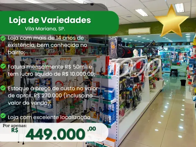 Loja de Variedades na Vila Mariana, SP. (Cod. 111545)