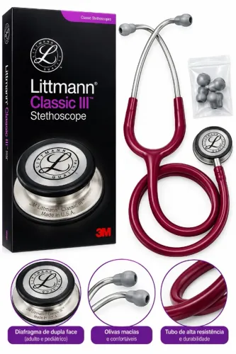 ESTETOSCÓPIO 3M LITTMANN CLASSIC III ORIGINAL VERMELHO