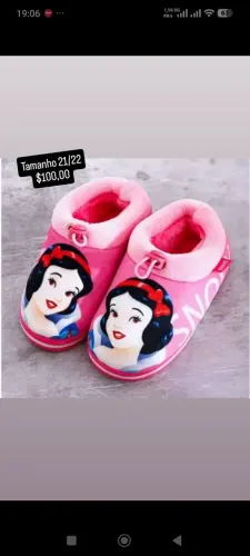 Pantufa infantil branca de neve nova