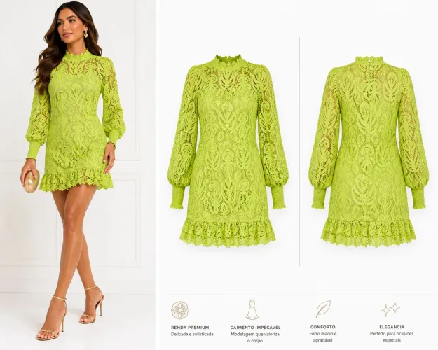 Premium Lace High Neck Mini Dress