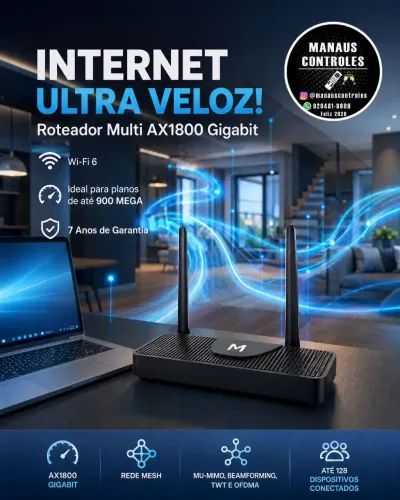 Roteador Mesh AX1800 até 900 Mbps Tecnologia Wi-Fi 6 DualBand Multi