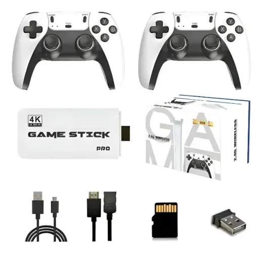 Game Stick M15 Pro 4k 64GB com 2 controles sem fio +20.000 jogos? Pode ser expandido até 1
