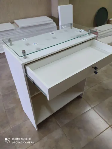 BALCÃO CAIXA COM TAMPO DE VIDRO - NOVO - ENTREGA RÁPIDA