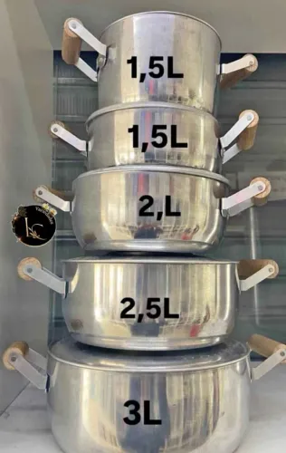 Jogo de panelas 5 peças alumínio polido valor:170