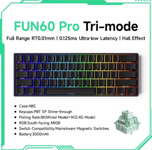 Teclado Magnético Akko Fun60 Pro Tri-mode