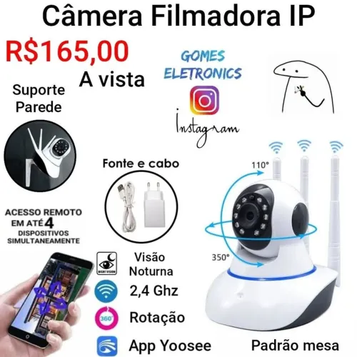 Camera de segurança residencial Modelo IP Wi-Fi Filmagem em tempo Real (Loja Fisica)