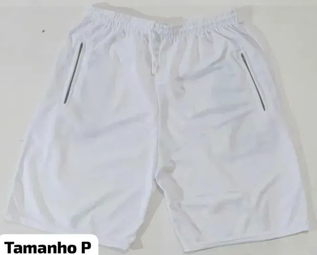 Bermuda Masculina Esportiva Branca P com Zíper