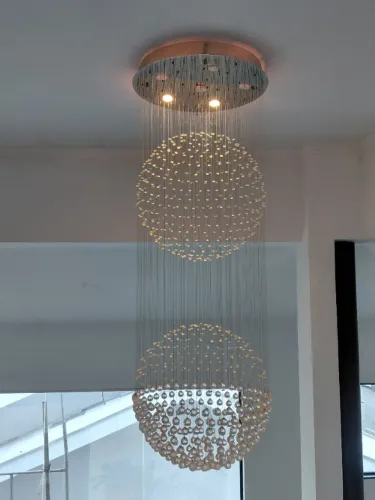 Lustre Cristal Globo Duplo