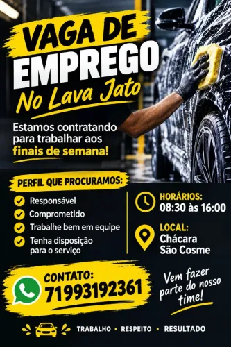 VAGA PARA LAVADOR AUTOMOTIVO