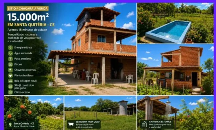 SITIO EM SANTA QUITERIA CE, 15.000 METROS Q