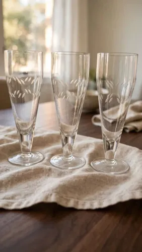 Lote 3 Antigas Taças Tulipa Chopp Cerveja Cristal Hering Lapidado