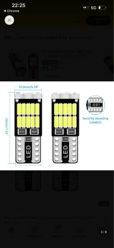 Par de lâmpada de Led T10 para lanterna 