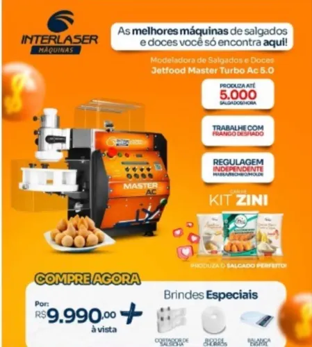 MÁQUINA DE SALGADOS E MASSEIRA 10kg INTERLASER