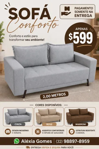 Sofá novo 2 metros - DIRETO DE FÁBRICA