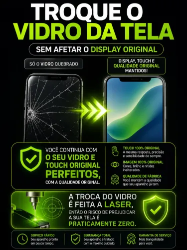 TROCO VIDRO DE IPHONE SEM ALTERAR A TELA ORIGINAL 