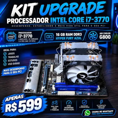 Kit Gamer Upgrade i7 3770 16GB Aircooler G800 Bom e Barato.