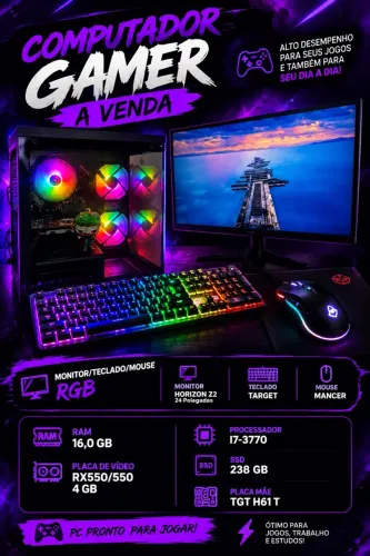 VENDE-SE COMPUTADOR GAMER, POUCO TEMPO DE USO