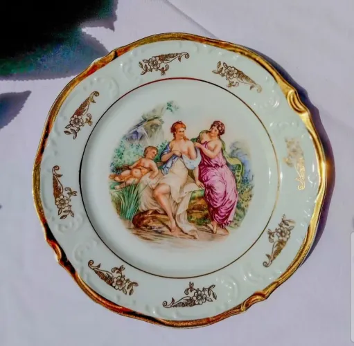 Antigo prato Porcelana Real cena galante