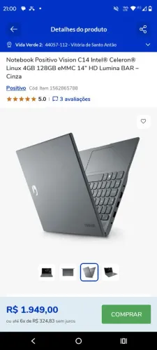 Notebook 128 gb 950 10x no cartão