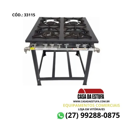 Fogão 4 Bocas Baixa Pressão Industrial 30x30 QD/QS - Itajobi Fogões