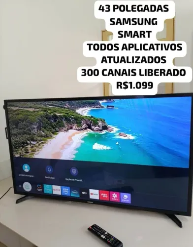 TELEVISÃO 43 POLEGADAS SAMSUNG SMART TODOS APLICATIVOS ATUALIZADOS FAÇO ENTREGA SEM CUSTO 