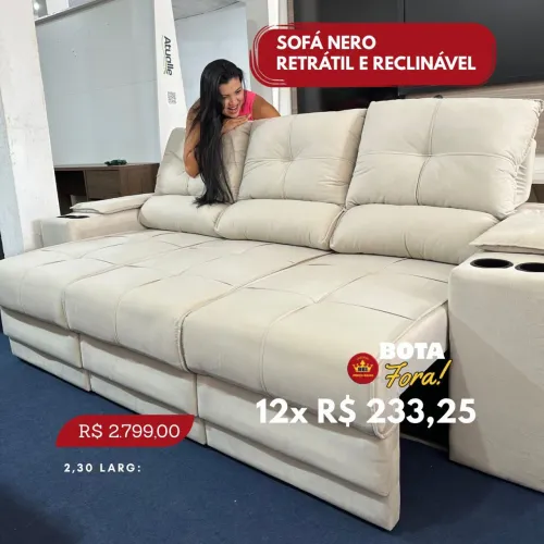 PROMOÇÃO URGENTE - Sofá de Luxo RETRÁTIL RECLINÁVEL 3 Lugares Branco Nero