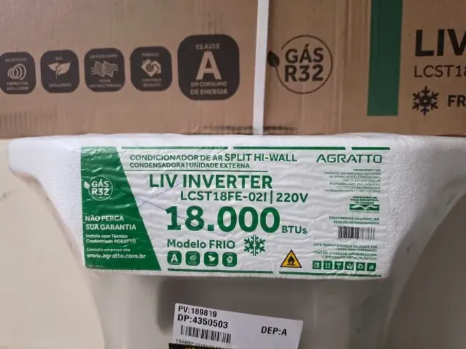 Ar Condicionado Inverter 18000 BTUs Agratto Liv Top