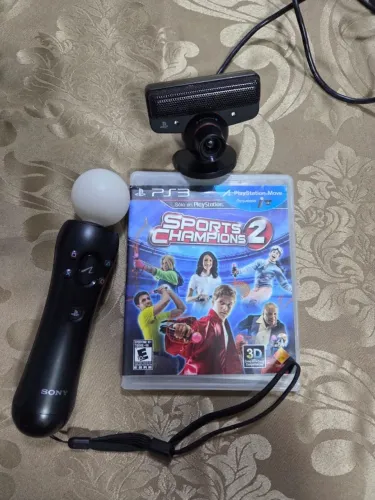 Excelente Kit PlayStation Move com câmara, controle bastão + Jogo Sports Champions 2 - PS3
