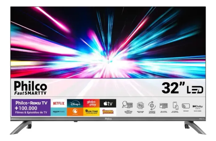 Smart Tv 32 Philco Roku Tv Dolby Áudio Hdr10 P32crb 110/220v