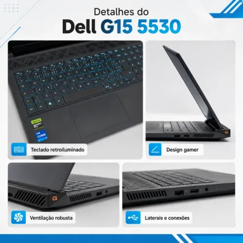 Notebook Gamer Dell G15 5530 i5 13ª RTX 4050 16GB SSD 512GB