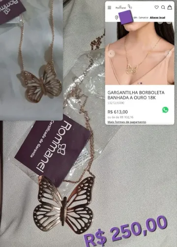 Gargantilha Rommanel pingente Borboleta