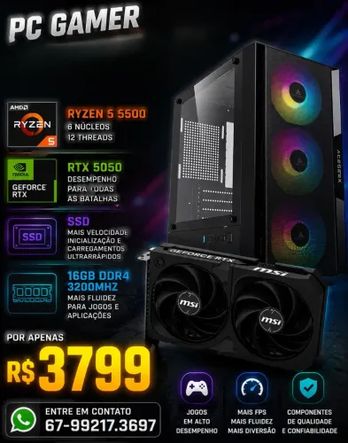 Pczinho gamer R5 5500 + RTX 5050