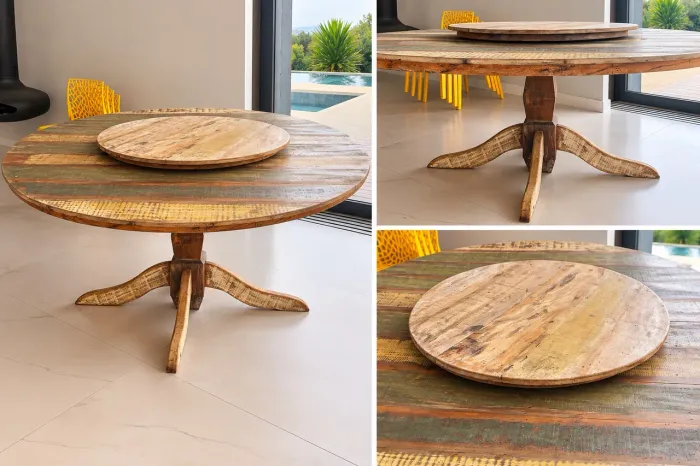 Mesa de jantar em madeira rústica
