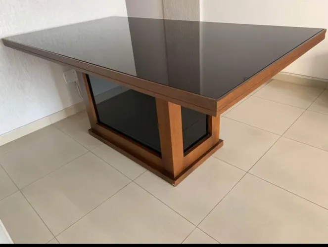 Mesa vidro preta