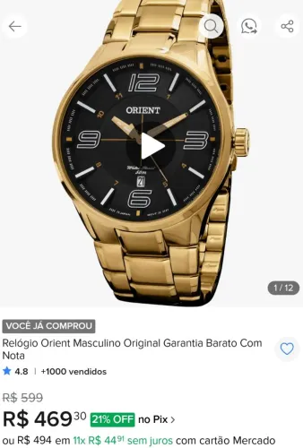 RELÓGIO ORIENT NOVÍSSIMO. 