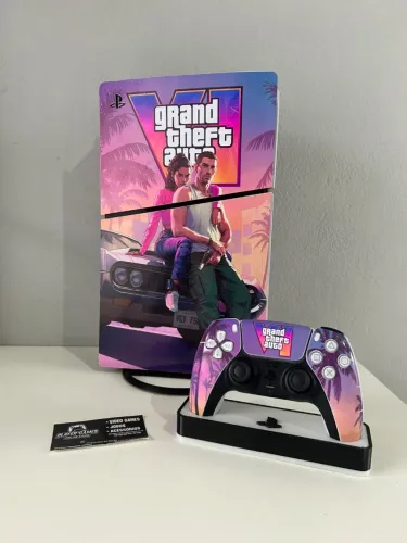Playstation 5 Slim Memória 1TB Com Leitor de Discos / PERSONALIZADO GTA VI (Aceito Cartão)