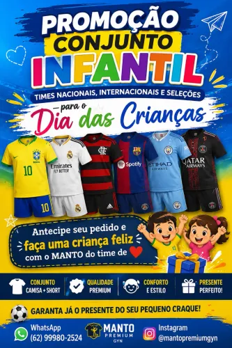 Conjuntos Infantis Times Nacionais, internacionais e seleções