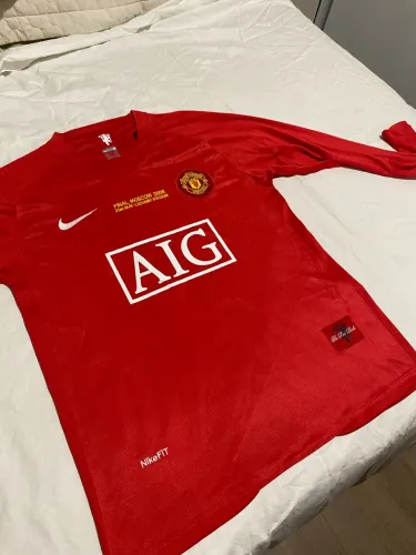 Camisa Manchester United manga longa, versão torcedor, 07/08, final Champions.