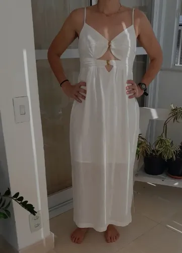 Maria Filó- novíssimo vestido linho off white!! Tam. M