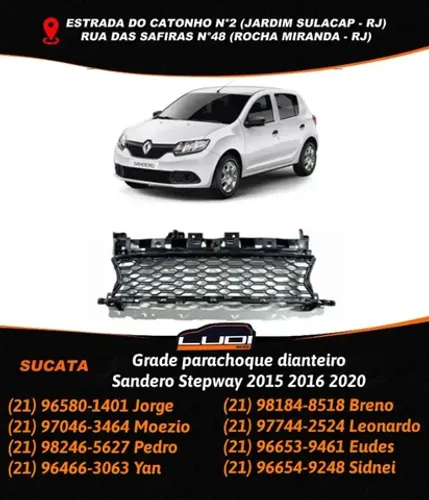 Grade parachoque dianteiro Sandero Stepway 2015 2016 2020