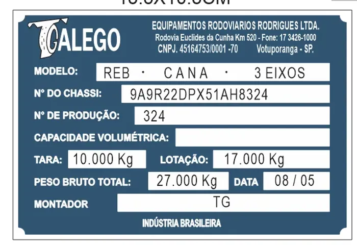 Etiqueta reboque Galego