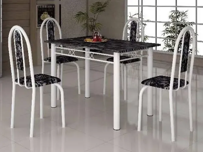 Mesa 4 cadeiras 120x75 tubo grosso tampo granito - ENTREGA HOJE !!! 