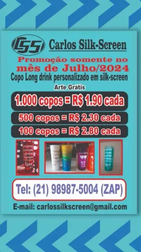 Copo Long Drink personalizado em silk-screen com 1 cor de impressão 