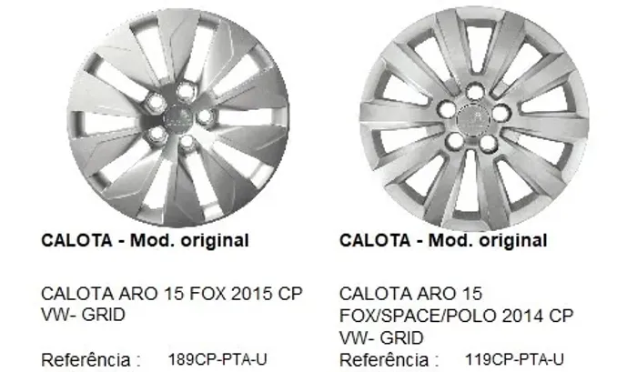 CALOTA ARO 15 FOX/SPACE/POLO 2014 CP VW- GRID