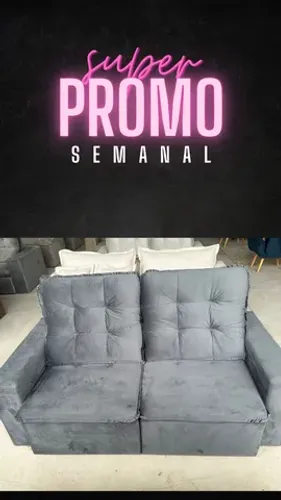 Sofa de 3 lugares muito confortável na cor cinza 