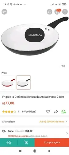 Frigideira Cerâmica com cabo de Silicone 24cm - Novo
